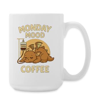 Müder Drache Montag & Kaffee - Große Tasse 440 ml - Weiß - Rechts
