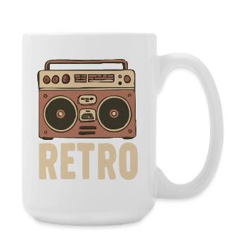 Retro Boombox Illustration - Vintage Radio - 80s - Large Mug 440 ml - white - Right