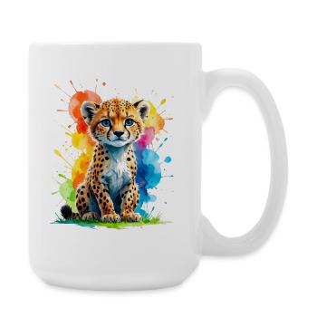 Éclaboussure colorée de petit guépard - Grande tasse 440 ml - blanc - Droite