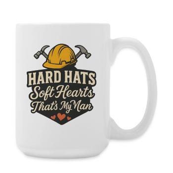 Harte Helme Weiche Herzen Mein Mann - Große Tasse 440 ml - Weiß - Rechts