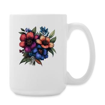 Palette néon fleur fleurie colorée - Grande tasse 440 ml - blanc - Droite