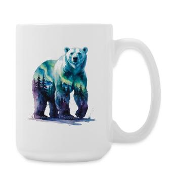Wasserfarbener Polarbär Waldlandschaft - Große Tasse 440 ml - Weiß - Rechts