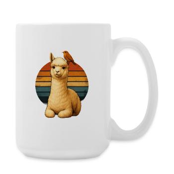 Alpaka Vogel Retro Tierfreunde - Große Tasse 440 ml - Weiß - Rechts