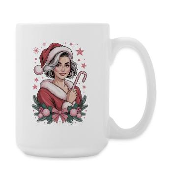 Madame Noël Bonbon, T-shirt de Noël, mignon - Grande tasse 440 ml - blanc - Droite