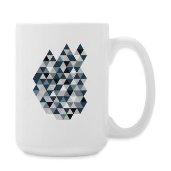 Blaue Dreiecks Mosaik  Geometry Triangles  - Große Tasse 440 ml - Weiß - Rechts
