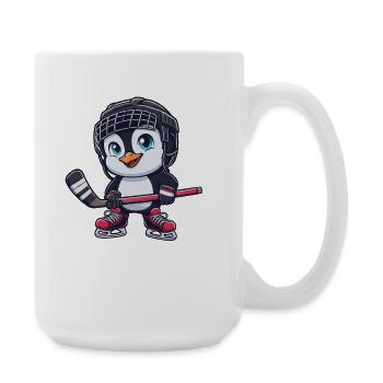 Süßer Pinguin Hockey Eishockeyspieler Cartoon Spaß - Große Tasse 440 ml - Weiß - Rechts
