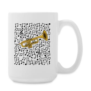 Trumpet Musical Notes Trumpeter Brass Musician - Large Mug 440 ml - white - Right