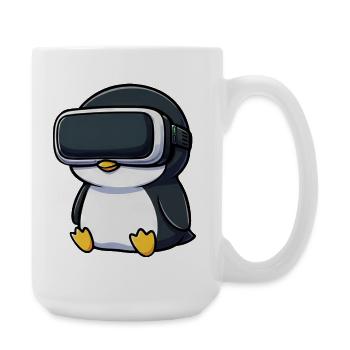 Cute Penguin Gamer Cartoon VR Gamer - Large Mug 440 ml - white - Right