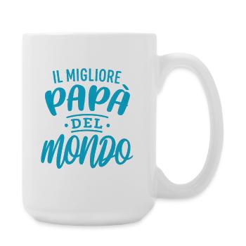 Best dad in the world (Italian)– Turquoise Lettering - Large Mug 440 ml - white - Right
