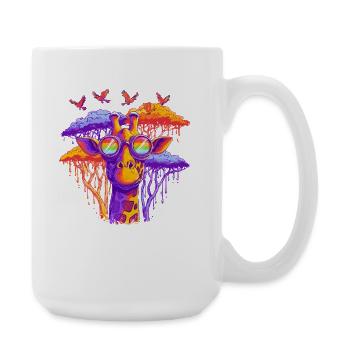 Fantasy giraffe with rainbow glasses - Large Mug 440 ml - white - Right