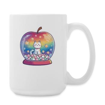 Katzenball Regenbogen - Große Tasse 440 ml - Weiß - Rechts
