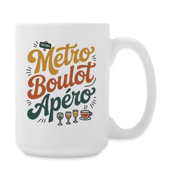 Metro Work Aperitif Humor Routine Arbeitsabend - Große Tasse 440 ml - Weiß - Rechts