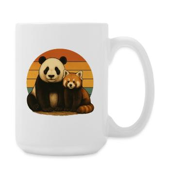 Panda Roter Panda Retro Tierfreunde - Große Tasse 440 ml - Weiß - Rechts