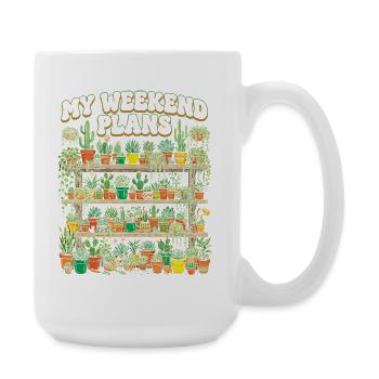 Funny Plant Succulent Cactus Weekend - Large Mug 440 ml - white - Right