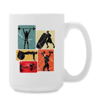 Power Blocks : silhouettes fitness - Grande tasse 440 ml - blanc - Droite