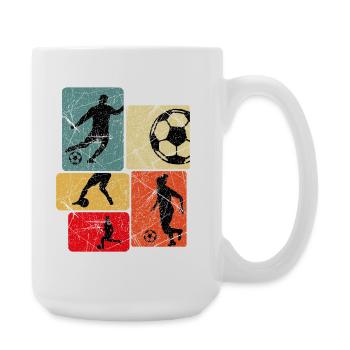 Retro Silhouette Fußball Muster - Große Tasse 440 ml - Weiß - Rechts