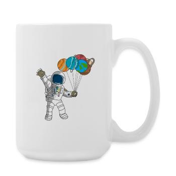 Astronaut 4. Geburtstag Weltraumplaneten-Kinderdesign - Große Tasse 440 ml - Weiß - Rechts