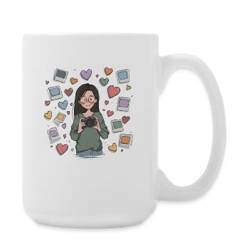 Heart photographer with pictures - Large Mug 440 ml - white - Right