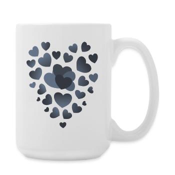 graublaue herzen herz Muster graue herzen  - Große Tasse 440 ml - Weiß - Rechts