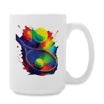 Colorful Design Sport Tennis Racket and Ball - Large Mug 440 ml - white - Right