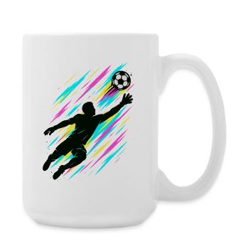 Torwart Action Kunst, Neon Fußball Design - Große Tasse 440 ml - Weiß - Rechts