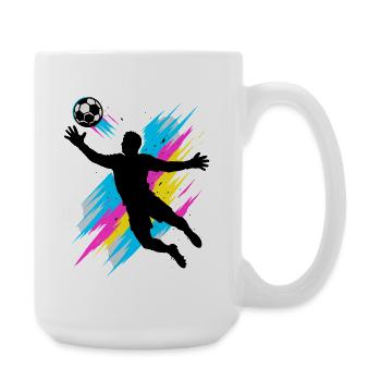 Neon Torwart Sprung, Fußball Geschenk, Kinder - Große Tasse 440 ml - Weiß - Rechts