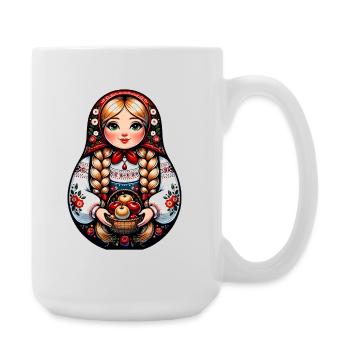  Matroschka auf russisch Matryoshka Doll Russian - Große Tasse 440 ml - Weiß - Rechts