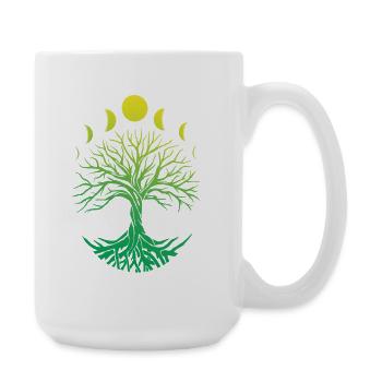 Baumkreis Mondphasen - Große Tasse 440 ml - Weiß - Rechts
