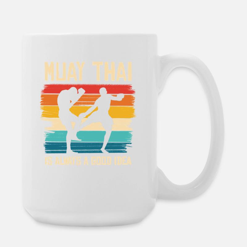 Vibe de combat rétro Muay Thai - Grande tasse 440 ml - blanc