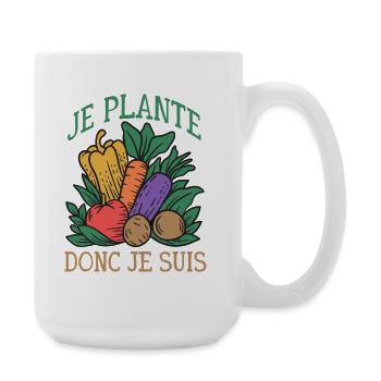 I plant therefore I am humor gardening & vegetable garden - Large Mug 440 ml - white - Right