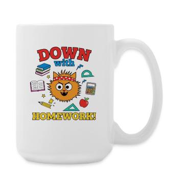 Down with Homework Rebellische Schulkatze Schüler - Große Tasse 440 ml - Weiß - Rechts