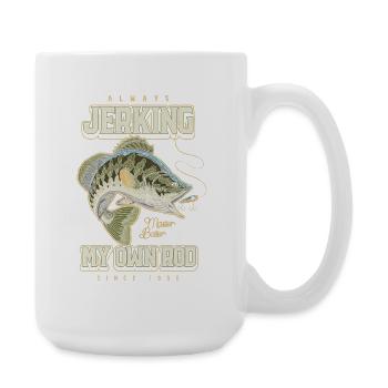 Toujours en train de branler ma canne Pêche drôle Né en 1950 - Grande tasse 440 ml - blanc - Droite