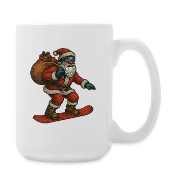 Weihnachtsmann auf Snowboard mit Geschenken - Große Tasse 440 ml - Weiß - Rechts