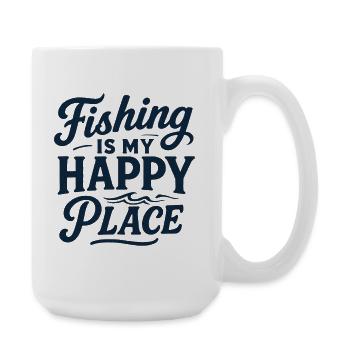 La pêche est mon endroit heureux - Grande tasse 440 ml - blanc - Droite