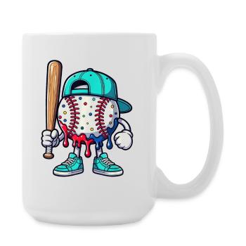 Schmelzendes Baseball-Maskottchen mit Schläger - Große Tasse 440 ml - Weiß - Rechts