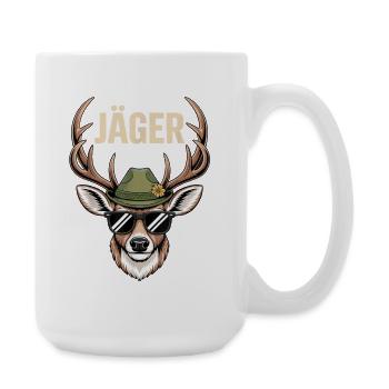 Cerf chasseur avec lunettes de soleil chapeau - Grande tasse 440 ml - blanc - Droite