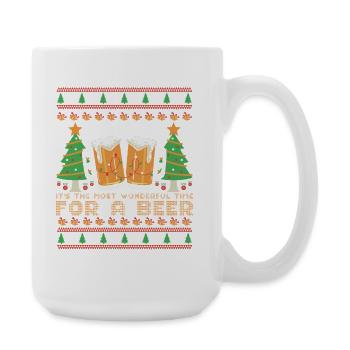 Ugly Sweater Best Time for Beer Christmas - Large Mug 440 ml - white - Right