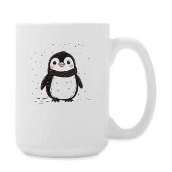 Merry Penguins, Cute Christmas Penguin - Large Mug 440 ml - white - Right