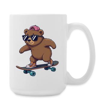 Funny Bear Skating on Skateboard Cartoon Skater - Large Mug 440 ml - white - Right