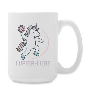 Unicorn Handball Lupferliebe, tender throw - Large Mug 440 ml - white - Right