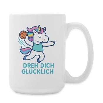 Einhorn Handball Dreh dich glücklich, Trickwurf - Große Tasse 440 ml - Weiß - Rechts