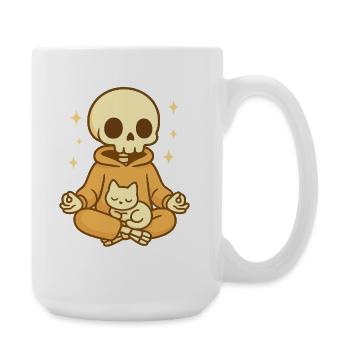 Squelette de méditation avec chat – Douillet et mignon - Grande tasse 440 ml - blanc - Droite