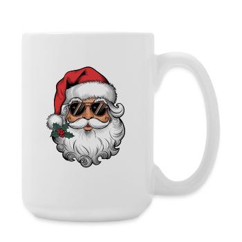 Santa with sunglasses and Christmas kiss - Large Mug 440 ml - white - Right