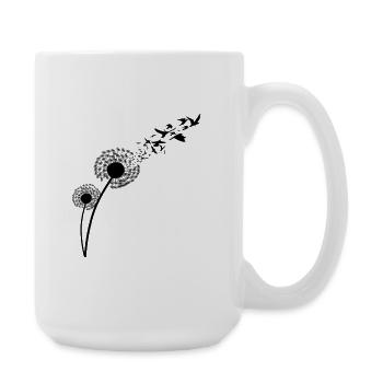 Dandelion Blowing Birds Silhouette Minimalist Free - Large Mug 440 ml - white - Right