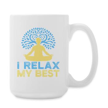 Yoga I Relax My Best Funny Yoga - Large Mug 440 ml - white - Right