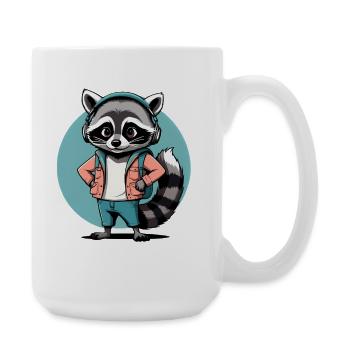 Raccoon DJ in Hoodie - Large Mug 440 ml - white - Right