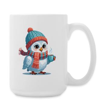 Winterpinguin mit Mütze und Schals - Große Tasse 440 ml - Weiß - Rechts