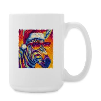 Zebra Weihnachten Porträt - Große Tasse 440 ml - Weiß - Rechts