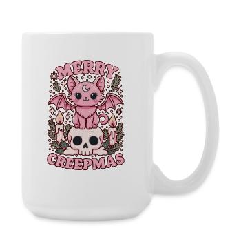 Merry Creepmas Cat Pastel Goth Christmas Skull - Große Tasse 440 ml - Weiß - Rechts