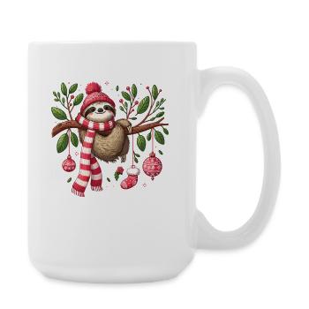 Cute Christmas sloth with ornaments and - Large Mug 440 ml - white - Right